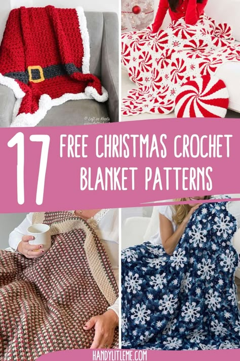 17 Free Christmas Crochet Blanket Patterns - Handy Little Me Christmas Gifts Diy For Friends, Christmas Crochet Blanket Patterns, Crochet Blanket Yarn, Free Christmas Crochet, Diy Blankets, Crochet School, Christmas Crochet Blanket, Crochet Throws, Free Crochet Patterns For Beginners