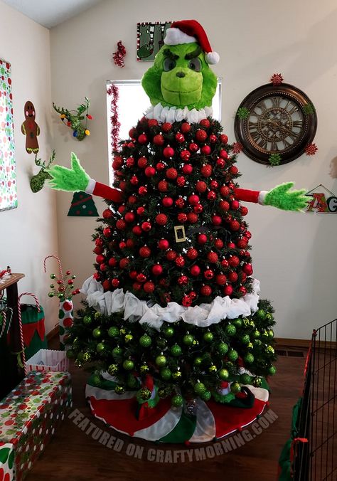 The BEST Christmas Tree Ideas for Kids - Crafty Morning Thanks Giving Tree Ideas, Cool Christmas Tree Ideas, Grinch Christmas Trees Ideas, Outside Christmas Tree Ideas, Grinch Xmas Tree Ideas, Cute Christmas Tree Themes, Grinch Christmas Decorations Trees, Christmas Tree Ideas Kids, Different Christmas Tree Ideas