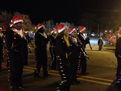 Waverly Marching Band, Performing in Silver Bells in the City, Electric Light Parade, Lansing, MI Marching Band Christmas Parade, Band Performing, Band Christmas, Lansing Mi, Electric Light, Christmas Parade, Silver Bells, Color Guard, Electric Lighter