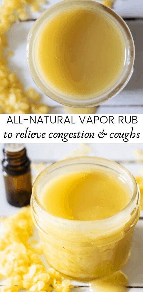 Make all-natural vapor rub for natural congestion relief. Homemade Vics recipe for kids using essential oils. #essentialoils Diy Chest Rub For Cough, Essential Oil Chest Rub For Cough, Essential Oils For Bronchitis Cough, Homemade Chest Rub, Diy Vapor Rub, Natural Remedies For Bronchitis, Cooking With Turmeric, Essential Oils For Babies, Chest Rub