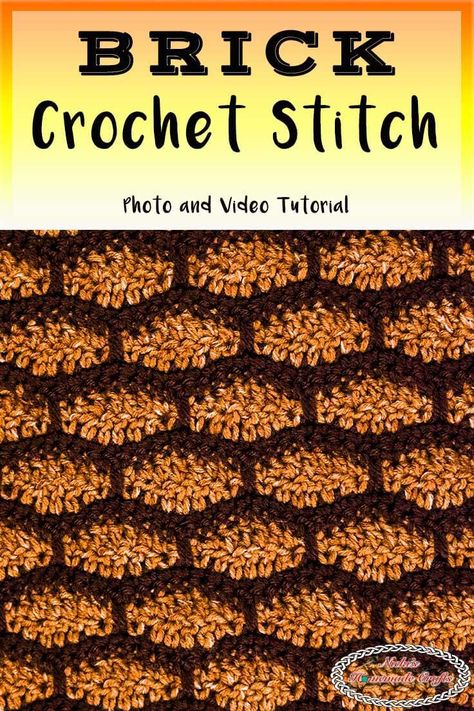 Learn how to crochet the Brick Crochet Stitch using this detailed Photo and Video Tutorial. You can also change the color or make the bricks, that look like roof tiles also, to make them bigger or smaller. This stitch is ideal for blankets, house walls or rooftops, hats, scarves, and more. #crochet #crochetstitch #crochettutorial #crochetpattern #freecrochetpattern #crochetbrick #brickcrochet #brickcrochetstitch #brickcrochetblanket #brickblanket #brickscarf #brickwall #rooftoptiles Eclectic Crochet, Stitch Videos, Crochet Stitch Pattern, Yarn Patterns, Crochet Stitches Free, Crocheting Ideas, Mosaic Crochet, Crochet Tips, Crochet Blocks