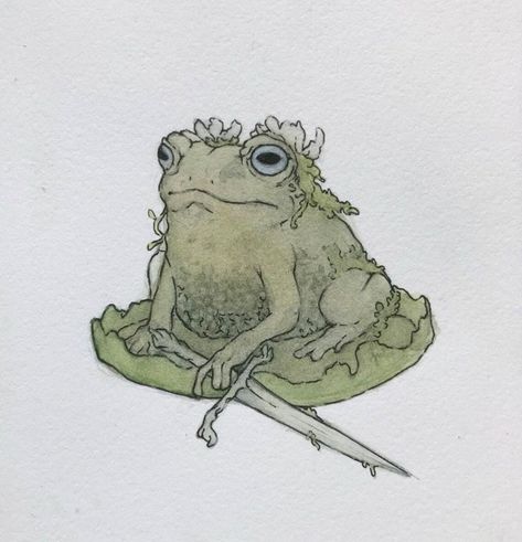 Fairy Ring Illustration, Frog On Lily Pad Illustration, Lily Pad Character Design, Whimsical Frog Art, Storybook Style Art, Cute Frogs Art, 5 Color Combinations, Lake Illustration, Frog Watercolor