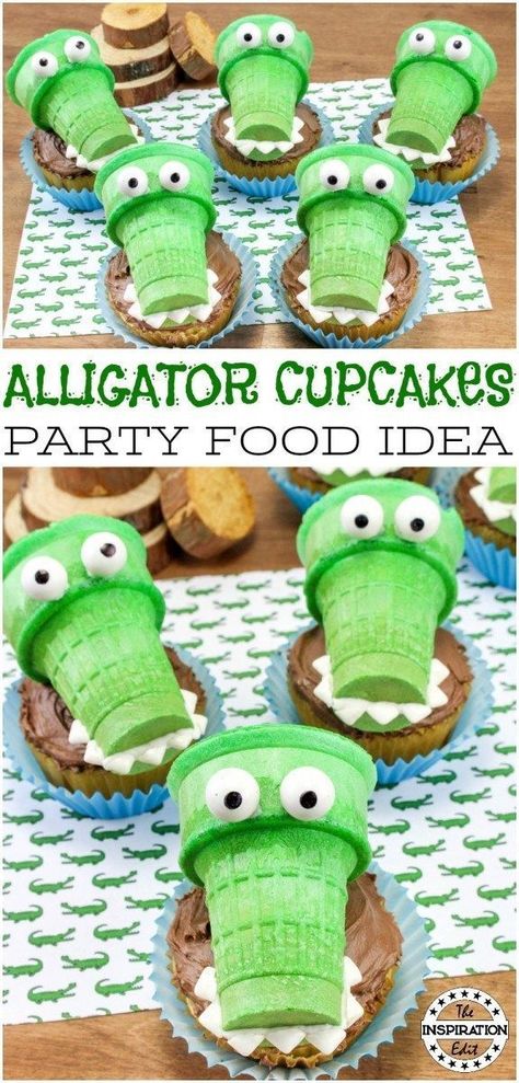 Alligator Cupcakes, Kids Treat, Kids Party Food, Cupcake Ideas, Googly Eyes, Cute Cupcakes, Fun Cupcakes, Fun Kids Food, Food Crafts