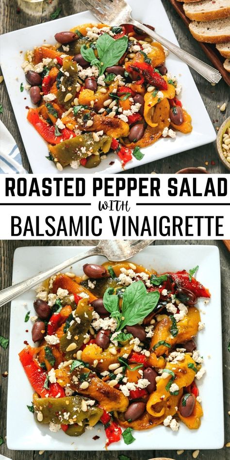 Roasted Red Pepper Salad, Gluten Free Dairy Free Breakfast, Salad With Balsamic Vinaigrette, Pepper Salad, Salad Recipes Healthy Easy, Salads Recipes, Fresh Salad Recipes, Dairy Free Breakfasts, Vegan Side Dishes