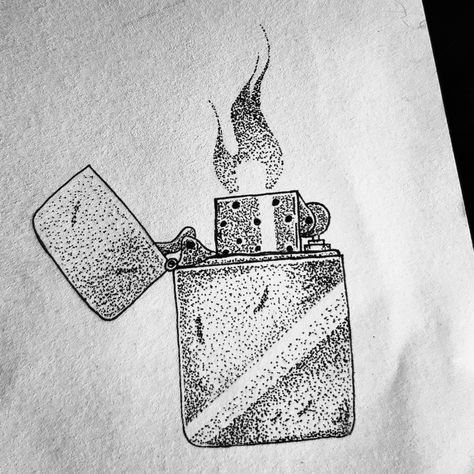 #lighter #dotwork #fire #drawing Money On Fire Drawing, Lighter Aesthetic Drawing, Lighter Drawing Simple, Zippo Lighter Drawing, Lighter Sketch, Zippo Lighter Tattoo, Zippo Tattoo, Dark Tats, Lighter Drawing