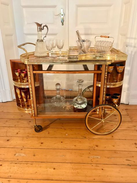 Vintage Bar Cart, Antique Bar Carts, Art Deco Bar Cart, Brass Bar Cart, Drink Cart, Art Deco Bar, Bar Rack, Vintage Bar Carts, Drinks Cabinet