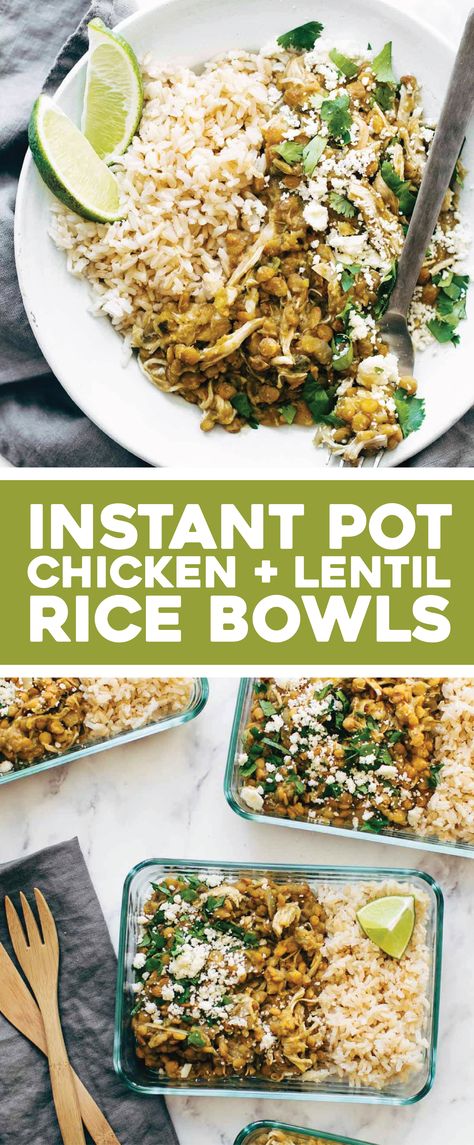 Chicken And Lentils, Lentil Rice, Chicken Lentil, Easy Protein, Dried Lentils, Cilantro Lime Chicken, Chicken Meal Prep, Meal Prep Bowls, Lentil Recipes