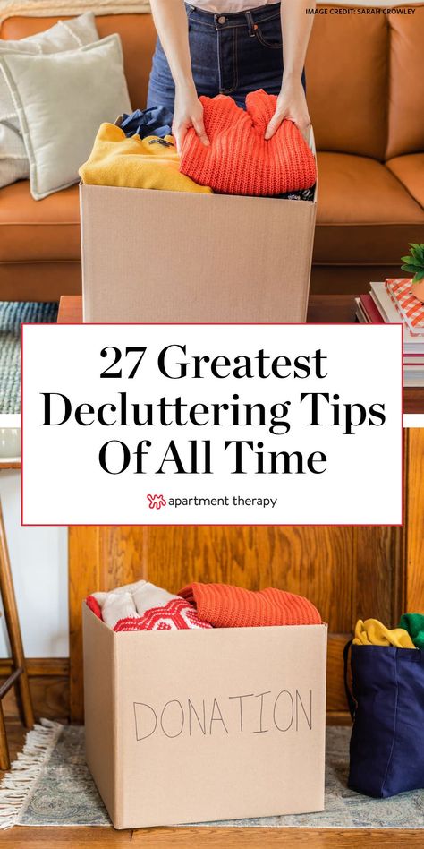 “Keep what you need and what makes you happy” is enough of a north star for some people. But many of us need a little extra guidance to help decide what’s worth keeping. These 27 time-tested decluttering tips can help. #decluttering #declutteringtips #declutteringideas #organizingideas #cleaning #cleaningtips Home Organization Inspiration, Declutter Aesthetic, Minimalist Hacks, Clean Schedule, Home Organization Declutter, Organization Goals, Home Maintenance Tips, Clutter Solutions, Decluttering Inspiration