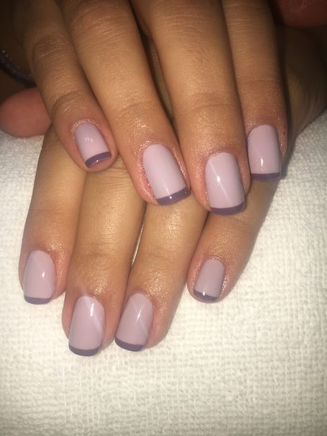 Purple French manicure Color Tip French Manicure, Lavender Ombre Nails Short, Dark Purple French Nails, French Manicure Purple, Different French Manicure Ideas, Purple French Nails, Purple French Tip Nails, Purple French Tips, Purple French Manicure