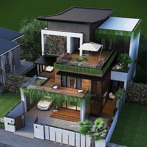 architectural renderings and 3d visualizations Small House Exteriors, Luxury Home Accessories, 3d Floor Plan, House Plans Mansion, Modern Small House Design, Classic House Design, Casas The Sims 4, Modern House Facades, Modern Exterior House Designs