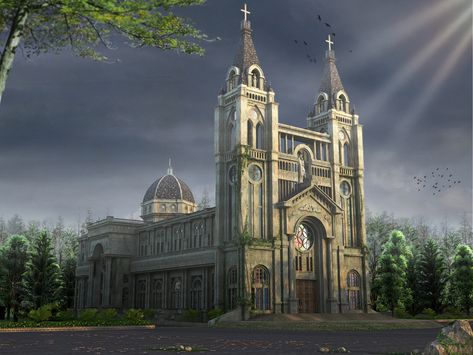 3d Architecture, Photoshop Images, Interesting Buildings, Image Painting, Concept Art Drawing, Old Church, Environment Design, Artist Websites, Architecture Project