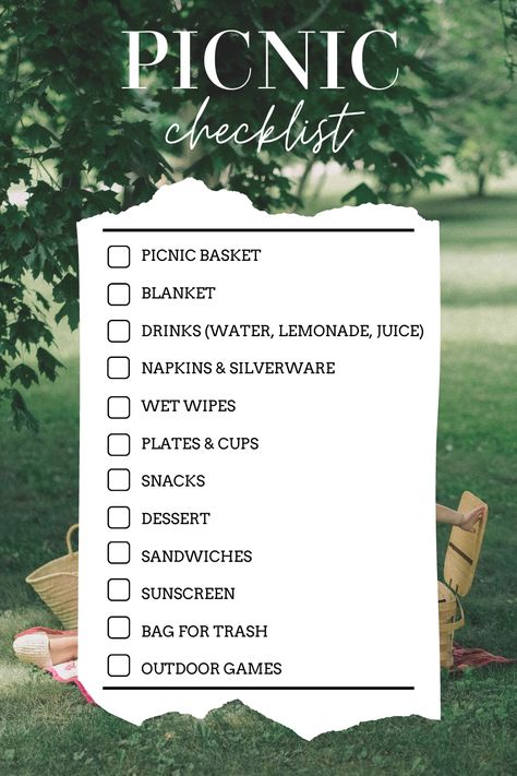 Stuff To Bring To A Picnic, Picnic Food Ideas For One, Cool Picnic Ideas, Picnic Ideas For One Person, Things For Picnic, Picnic Food Ideas With Friends, Snacks For Picnic Ideas, Picnic Checklist Packing Lists, Picnic Ideas Family