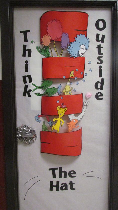 door design for Read Across America Week. Happy Birthday Dr. Seuss! Dr. Suess, Dr Seuss Classroom Door, Room Door Ideas, Dr Seuss Classroom, Dr Seuss Activities, Dr Seuss Crafts, Seuss Classroom, School Nursing, Seuss Crafts