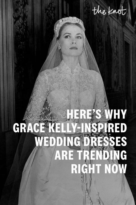 If you've spent any time on social media over the past few months, you might have noticed that regal wedding dresses are having a moment. The ornate aesthetic has certainly been a celebrity favorite—recent A-list brides like Paris Hilton, Lily Collins, Jasmine Tookes and Kitty Spencer have all donned ultra-regal outfits that evoke a modern, Grace Kelly-inspired feel. Modern Grace Kelly Wedding Dress, Jasmin Tookes Wedding, Jasmine Tookes Wedding Dress, Regal Wedding Dresses, Grace Kelly Inspired Wedding Dress, Grace Kelly Wedding Dress Inspired, Lily Collins Wedding Dress, Royal Wedding Dress Aesthetic, Kitty Spencer Wedding