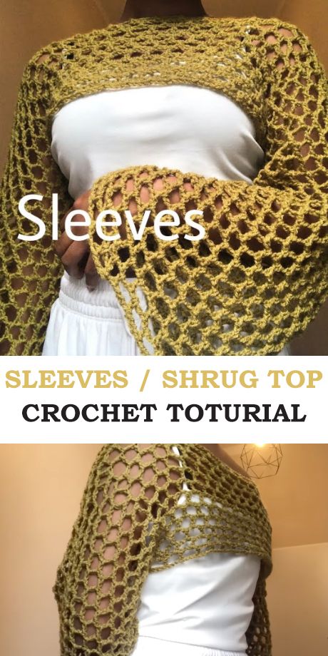 Crochet Sleeves Crochet Top Sleeves Pattern, Free Crochet Pattern Clothing, Crocheted Tops For Women, Crochet Patterns Bolero, Easy Crochet Sleeves, Crochet Shrug Top Pattern, Easy Free Crochet Sweater Pattern, Crochet Shrug Sweater Pattern Free, Bolero Top Crochet Pattern