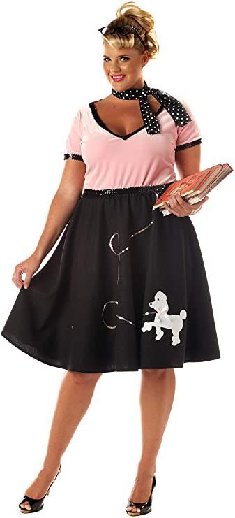 California Costumes Women's 50's Sweetheart, Pink/black, 2X-Large (18-20) #afflink 50s Costume Ideas, 1950s Costumes, Plus Size Fancy Dresses, Poodle Skirt Costume, Decades Costumes, Poodle Dress, 50s Costume, 1950s Costume, California Costumes