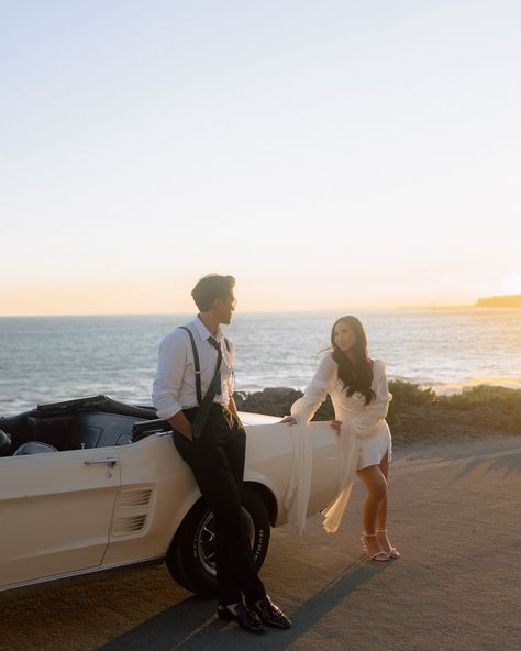 Literally a dream shoot of ours last night with Megan & Bryan! Incredible views, weather and company!! 🥂🌊⛅️🏔️ Photo: @mikeloandlindsey Couple: @meganwinner & @bryanlengoc Wedding Planner: @happilybyhayley Vintage Car: @francescafioresi . . . . . #vintagecarshoot #vintagecarengagementsession #vintagecarengagement #editorialcarshoot #editorialvintagecarshoot #editorialengagementphotos #editorialengagement #californiaengagement #californiaengagementshoot #calicoastengagement #californiacoa... Vintage Wedding Shoot, Engagement Photos With Old Car, Engagement Photoshoot Vintage Car, Antique Car Engagement Photos, Vintage Car Engagement Photos Beach, Wedding Pictures With Vintage Car, Car Engagement Photos, Vintage Engagement Photos, Vintage Car Wedding