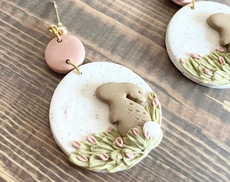 Easter Bunny Polymer Clay Earrings, Bunny Polymer Clay Earrings, Clay Bunny Earrings, Bunny Clay Earrings, Easter Earrings Diy, Clay Easter Earrings, Easter Clay Ideas, Easter Clay Earrings, Spring Polymer Clay Earrings