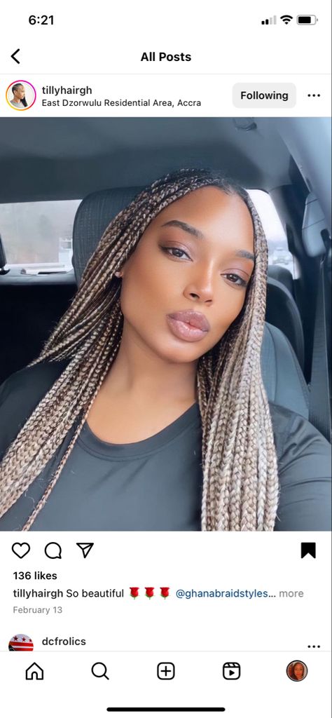 613 And Silver Braids, Grey Ombre Box Braids, Ash Blonde Box Braids Black Women, Platinum Blonde Box Braids Black Women, Ash Blonde Knotless Braids Black Women, Platinum Braids On Black Women, Blonde Ombré Knotless Braids, Ash Brown Braids, Blonde Braids Black Roots