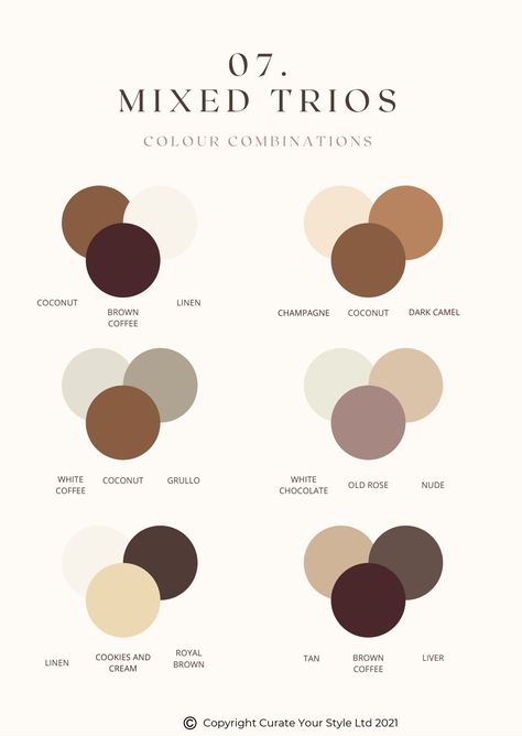 Soft Autumn Aesthetic Outfit, Deep Winter Neutral Colors, Color Palette Wardrobe, Brown Color Combinations, Soft Autumn Color Palette Outfits, Autumn Color Palette Outfits, Classy Coquette, 3 Color Combos, Yoga Branding Design