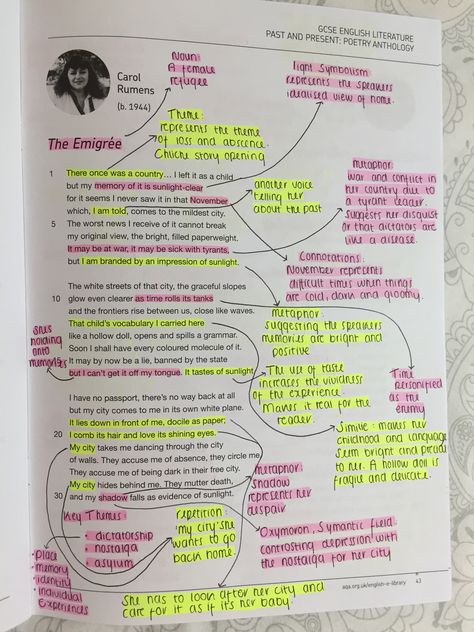 power and conflict: The Emigrée: Carol Rumens: (b.1944) The Emigrée Poem Analysis, The Emigree Poem Analysis Gcse, Emigree Poem Annotated, The Emigree Poem Analysis, Power And Conflict Poetry Revision Mindmap, Gcse Poetry Power And Conflict, Power And Conflict Poetry Revision Notes, Power And Conflict Poetry Annotations, Power And Conflict Poetry Revision