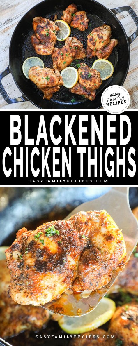 Blackened Chicken Thighs, Side Potatoes, Easy Blackened Chicken, Blackened Chicken Pasta, 10 Minute Dinner, College Dinners, Easy Weeknight Chicken, Blackening Seasoning, Blackened Chicken Recipe