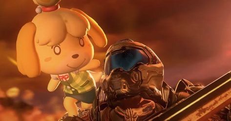 Animal Crossing And Doom, Doomguy And Isabelle Matching Pfp, Doom Guy And Isabelle Icons, Isabelle Animal Crossing Wallpaper, Isabella X Doomguy, Doom Guy And Isabelle Matching Pfp, Doom And Isabelle, Doom Guy And Isabelle, Isabelle And Doomguy Matching Pfp