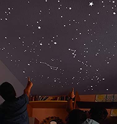 Glow In The Dark Constellation Ceilings, Bedroom Star Ceiling, Glow In The Dark Star Ceiling, Star Night Ceiling, Constellations On Ceiling, Glow In The Dark Stars On Ceiling Ideas, Constellation Ceiling Bedrooms, Black Ceiling With Stars, Glow In The Dark Stars On Ceiling Aesthetic