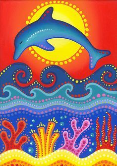 Elspeth Mclean, World Art Day, Dolphin Painting, Dolphin Art, Afrique Art, Posca Art, Rock Painting Patterns, Dot Art Painting, Art N Craft