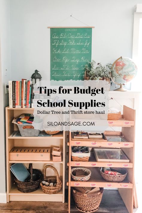 My best tips for budget school supplies and my budget school supply haul from Dollar Tree and a local thrift store! Dollar Tree Homeschool, Homeschool Budget, Thrift Store Hauls, Local Thrift Stores, Homeschool Kindergarten, Home Education, Dollar Tree, Thrift Store, School Supplies