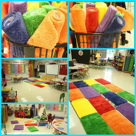 Classroom Carpets, Flexible Seating Classroom, Kindergarten Smorgasboard, Fluffy Rugs, Classroom Seating, Kindergarten Classroom Decor, Prek Classroom, Classroom Layout, Carpet Squares