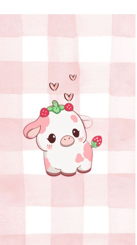 Strawberry Cow Wallpaper Aesthetic, Pink Cow Aesthetic, Cute Cow Print Wallpaper, Pink Cow Wallpaper, Strawberry Cow Wallpaper, Strawberry Animals, Strawberry Cows, Dnd Pets, Cow Pics