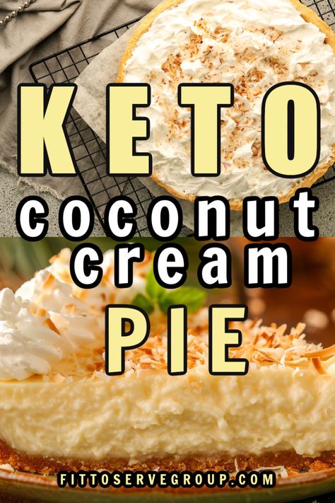 Coconut lovers rejoice because this keto coconut cream pie will have you falling in LOVE with the keto diet. This low carb coconut pie features a rich, creamy egg custard filling, a buttery coconut flour crust and plenty of toasted coconut flakes to satisfy all your coconut pie cravings. keto coconut pie| low-carb coconut pie #ketococonutrecipes Keto Coconut Custard Pie, Keto Coconut Pie Crust, Keto Crustless Coconut Custard Pie, Keto Mini Pies, Keto Custard Pie, Keto Pie Filling, Keto Coconut Pie, Low Carb Pies, Sugar Free Coconut Cream Pie