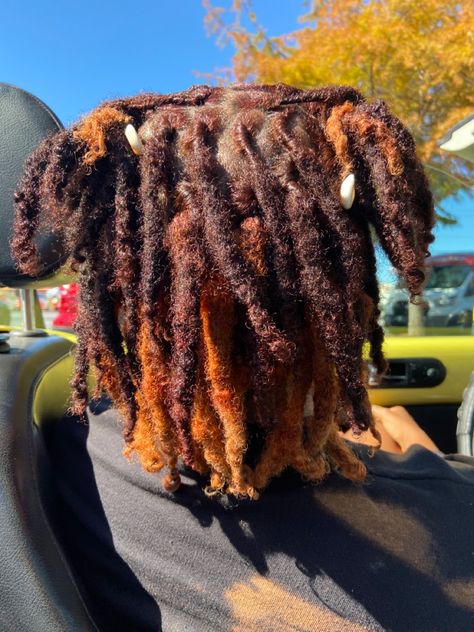 Brown And Orange Locs, Ginger And Brown Locs, Brown And Blonde Locs, Chocolate Brown Locs, Light Brown Locs, Honey Brown Locs, Locs Colors, Brown Locs, Ginger Locs