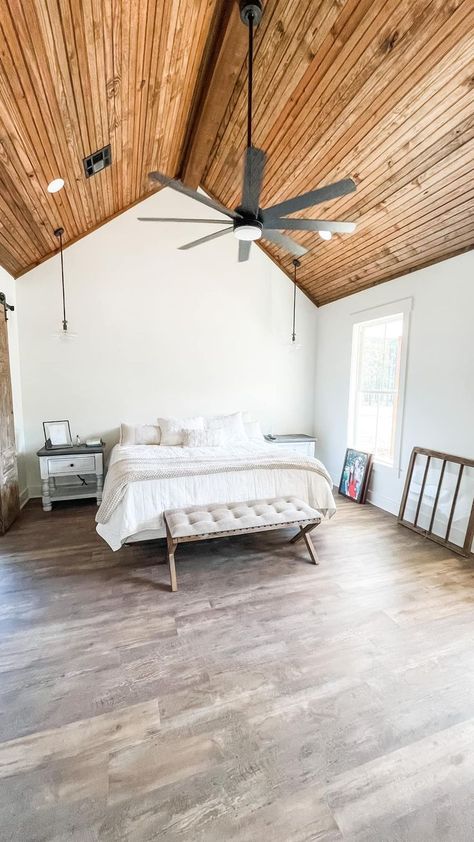 Tongue And Groove Wood Ceiling, White Wash Tongue And Groove Ceiling, Plank Ceiling Diy, Georgia Cottage, Wood Ceiling Bedroom, Empire House, Groove Ceiling, Wood Plank Ceiling, House Ceiling