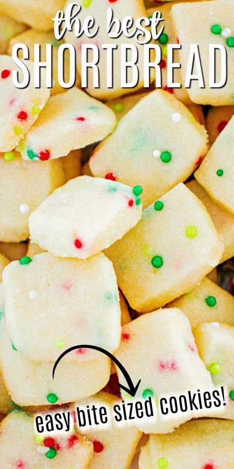 Shortcake Cookies Shortbread, Christmas Shortbread Cookie Bites 4 Ingredients, Shortbread Cookie Bites Recipe, Shortbread Squares Christmas, Grandmas Shortbread Cookies, Christmas Cookies And Squares, 3 Ingredient Christmas Treats, Scotch Shortbread Recipe, Easy Holiday Cookies 3 Ingredients