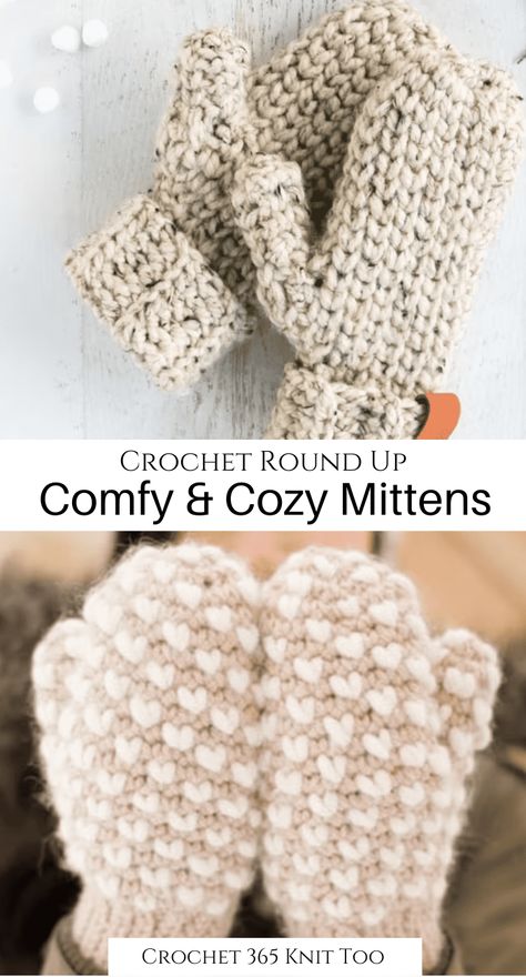 What better way to keep cozy than with these beautiful crochet mitten patterns! #crochet #crochet365knittoo #crochetpattern #crochetmittens #crochetmittenpattern Super Bulky Crochet Mittens Free Pattern, Crochet Chunky Mittens Free Pattern, Crochet Chunky Mittens, Crochet Mitten Patterns, Chunky Wool Crochet, Fair Isle Crochet, Crochet Mitts, Crochet Mittens Free Pattern, Crochet Mittens Pattern