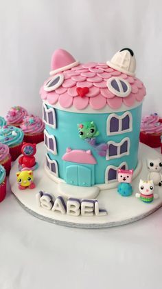 Gabbys Playhouse Cake, Gaby And The Doll House Birthday Party, Tabby’s Dollhouse Cake, Gabby Playhouse Birthday, Gabbie's Dollhouse Cake, Dj Catnip Cake, Gabby Dolls House Cake, Gabby House Party, Gabbys Dollhouse Mercat Cake