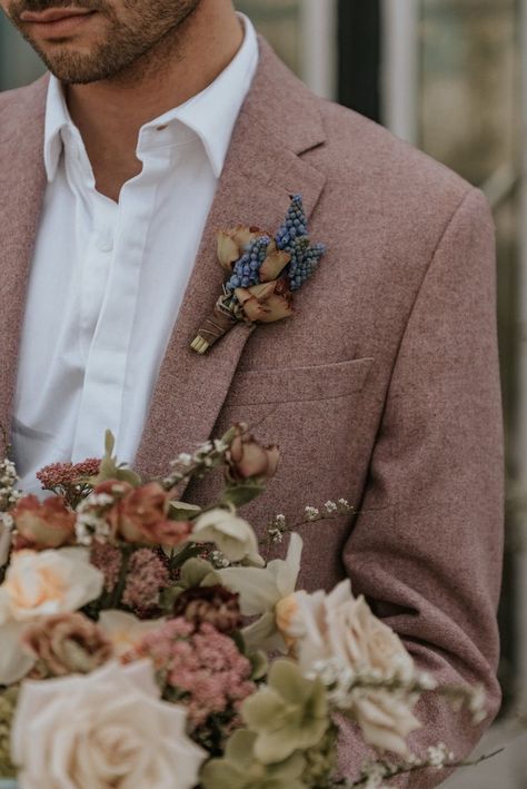 Groom Attire Pink, Coloured Wedding Suit, Blush Wedding Suit, Wedding Suits Groom Spring, Green And Pink Wedding Suit, Rustic Groom Suit, Mens Wedding Suits Rustic, Pastel Groom Suit, Groom Spring Wedding Attire