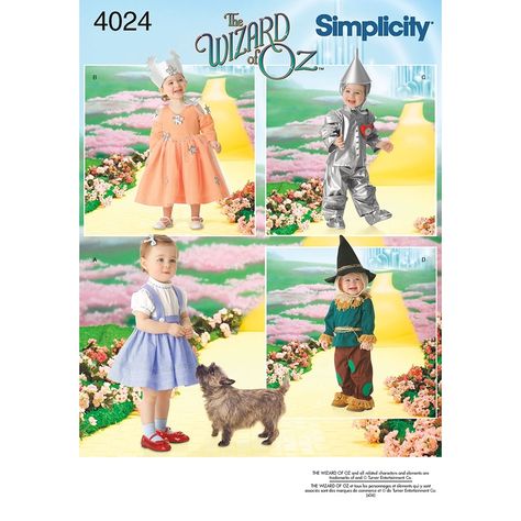 Toddler Wizard of Oz Costumes Simplicity Sewing Pattern 4024. Age 6m to 4y. Tin Man Costume, The Wizard Of Oz Costumes, Wizard Of Oz Costume, Oz Costume, Halloween Costume Patterns, Wizard Of Oz Characters, Scarecrow Costume, Glinda The Good Witch, Costume Sewing Patterns