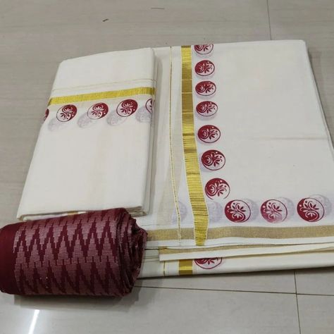 ***SETMUNDU LIGHT KASAVU 2.50MTR ~Print Design CODE: HPOO1237 WHATSAPP @ 8618709919 / DM **Humble Pleats offers ALL INDIA FREE SHIPPING **Accepts online payments. Do not offer exchanges, cash on delivery, or returns - except for damaged products. In the case of a damaged product, it must be in its original condition in order to be eligible for a return.***Light smudges, mild colour difference,small thread pulls will not be considered as defect.***Colour may slightly vary due to setting... Onam Saree, Saree Styling, Onam Celebration, Onam Festival, Saree Traditional, Traditional Saree, Saree Models, Unboxing Video, Traditional Sarees