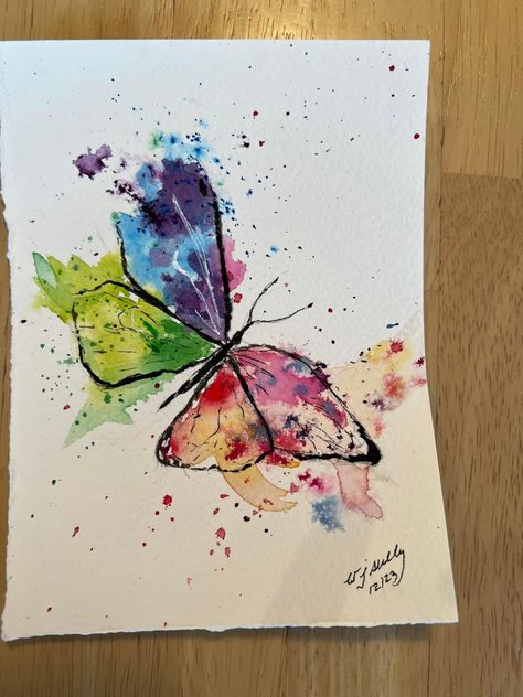 Mental Health Watercolor Ideas, Butterfly Watercolour Painting, Simple Watercolor Paintings Ideas Easy, Watercolor Hummingbird, Watercolor Birthday Cards, Watercolor Paintings For Beginners, Diy Watercolor Painting, Abstract Watercolor Art, Loose Watercolor