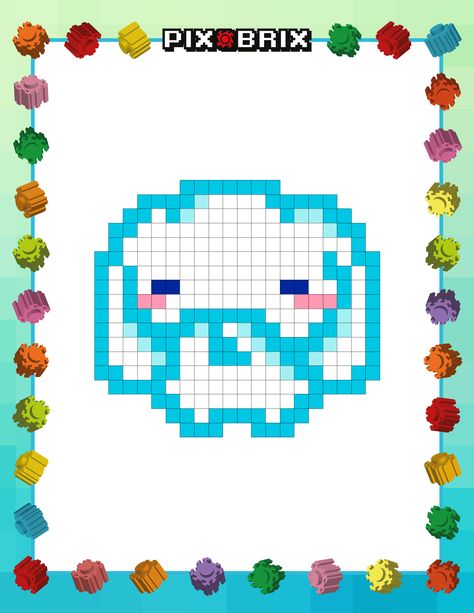 Sanrio Cinnamoroll PIX BRIX Pixel Art Template Instructions  Free Printable!  Find video tutorials and instructions on Pix Brix's YouTube channel.  pixbrix, tutorials, instructions, magic blocks, diamond blocks, hama beads, perler beads, diamond painting, lego, educational toys, stem toys, puzzle, pinterest ideas, printable, free printable, Cinnamon Roll Perler Beads, Pyssla Beads, Beads Perler, Hamma Beads, Easy Pixel Art, Pixel Art Templates, Sanrio Cinnamoroll, Beads Ideas, Pinterest Ideas