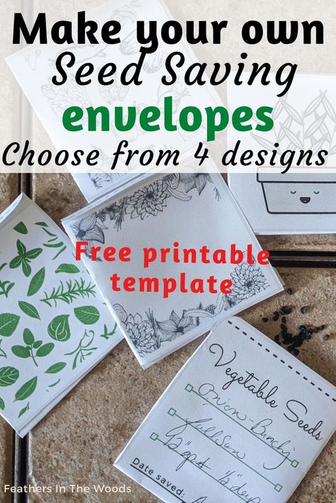 Craft: seed envelopes made on a printer using free template Seed Saving Envelopes Free Printable, Free Printable Seed Packets Envelope Templates, Seed Envelopes Diy Free Printable, Seed Organization, Garden Journals, Seed Saving Envelopes, Diy Seed Packets, Seed Packet Template, Spring Ceremony