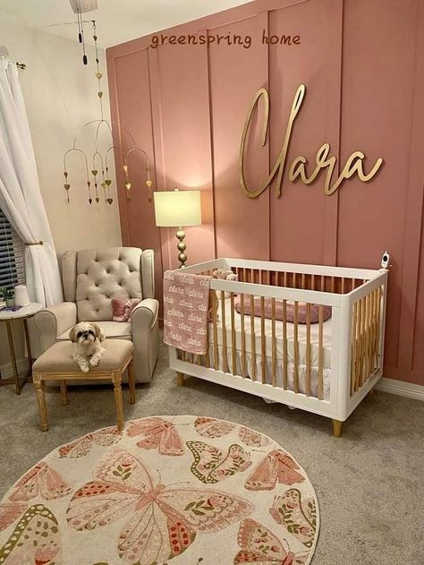 Pink Wall Color, Kids Bedroom Ideas, Butterfly Rug, Baby Nursery Inspiration, Toddler Bedroom Girl, Baby Room Themes, Modern Kids Bedroom, Girl Nursery Room