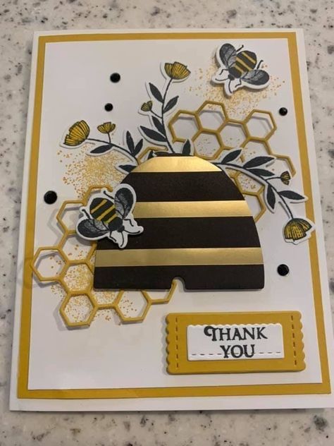 Honey Bee Stampin Up Cards, Bee Greeting Cards, Stampin Up Bee Cards, Bee Cards Handmade, Bee Scrapbook, Bee Thankful, Honey Bee Cards, Bee Birthday Cards, Bee Stamp