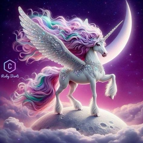 Horse Wallpapers, The Moon Art, Pegasus Art, Magical Bedroom, Bella Sara, Unicorn Artwork, Unicorn And Fairies, Flying Unicorn, Pegasus Unicorn