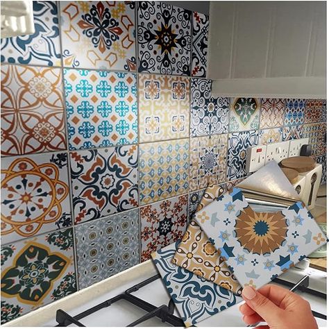 48 Kitchen Bathroom Tile Stickers for Fireplace Wall 15 x 15cm 6" Square Tiles Transfers Decals : Amazon.co.uk: Home & Kitchen Kitchen Victorian, Tile Transfers, Bathroom Tile Stickers, Tile Stickers Kitchen, Mosaic Tile Stickers, Stickers Kitchen, Square Tiles, Tile Kitchen, Flat Paint