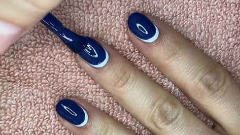 Alternate French Manicure, Reverse French Manicure Half Moons, Reverse French Nails Half Moon Manicure, Coloured French Manicure, French Manicure With A Twist, Reverse French Nails, Reverse French Manicure, Half Moon Manicure, Reverse French