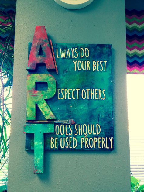 Art room rules Art Room Rules, High School Art Room, Art Classroom Organization, Art Room Posters, Art Classroom Management, Classe D'art, Classroom Wall Decor, Art Classroom Decor, Art Rules